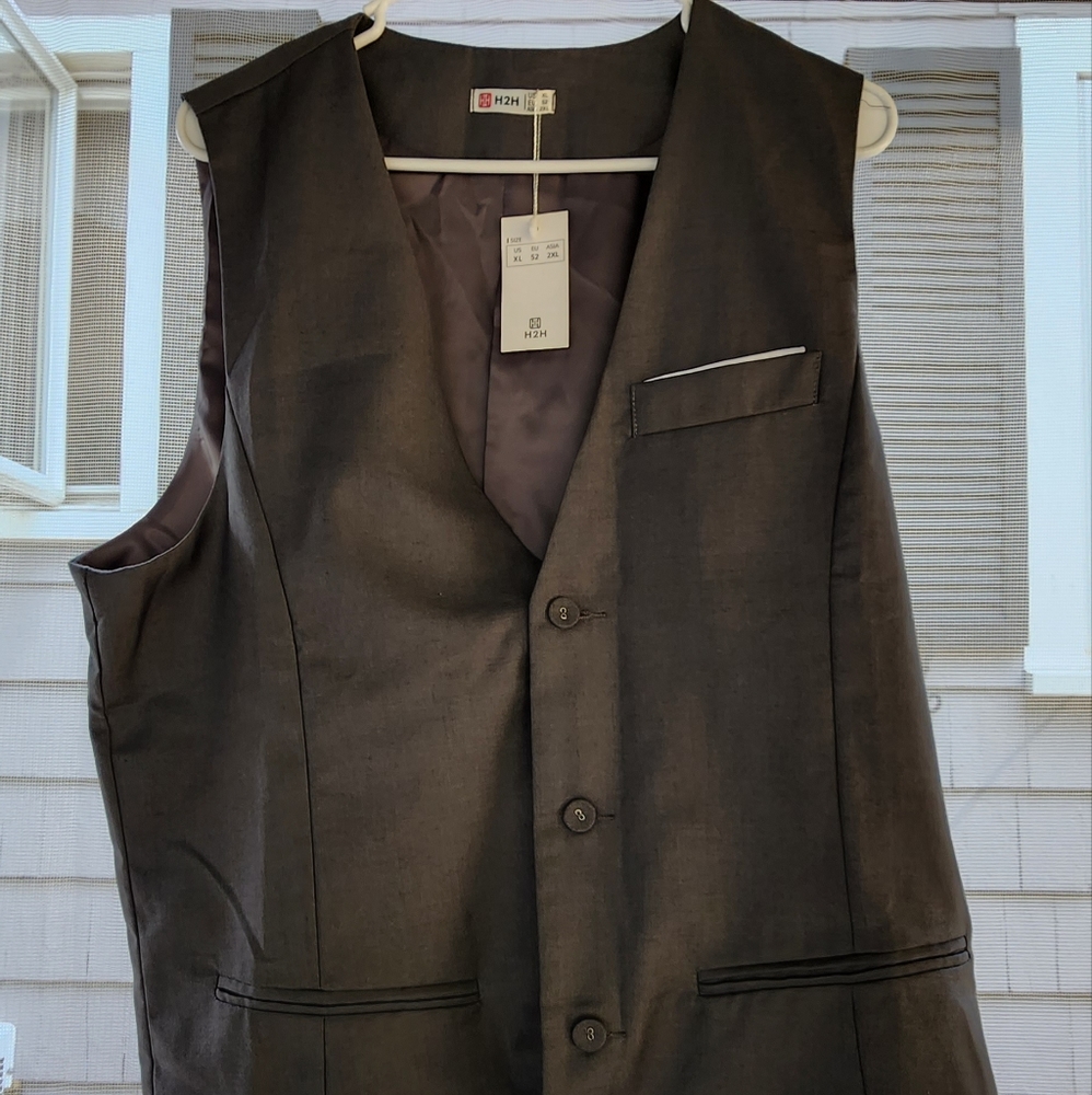 NWT New With Tags H2H Slim Fit Gray Men's Vest Size XL